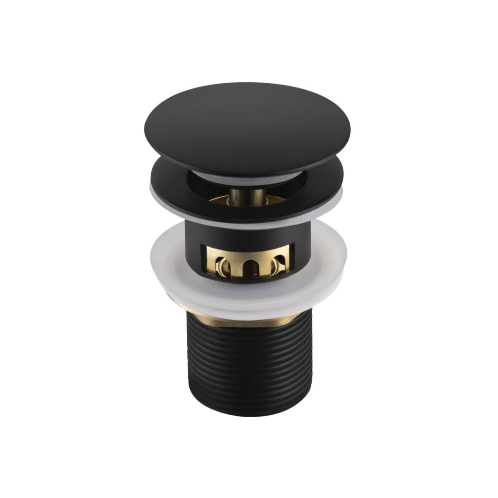 BALNEO Korek umywalkowy mosiężny Klik Klak F z koszyczkiem i przelewem Czarny E0101020101-6