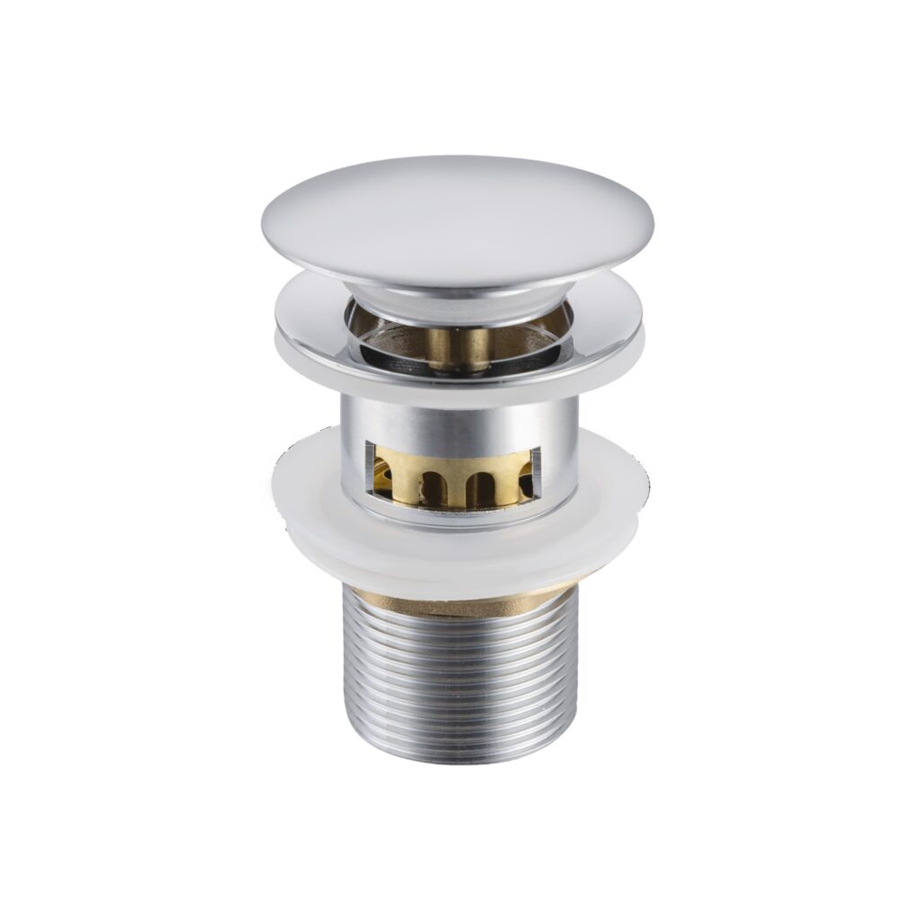 BALNEO Korek umywalkowy mosiężny Klik Klak F z koszyczkiem i przelewem Chrom E0101010101-6