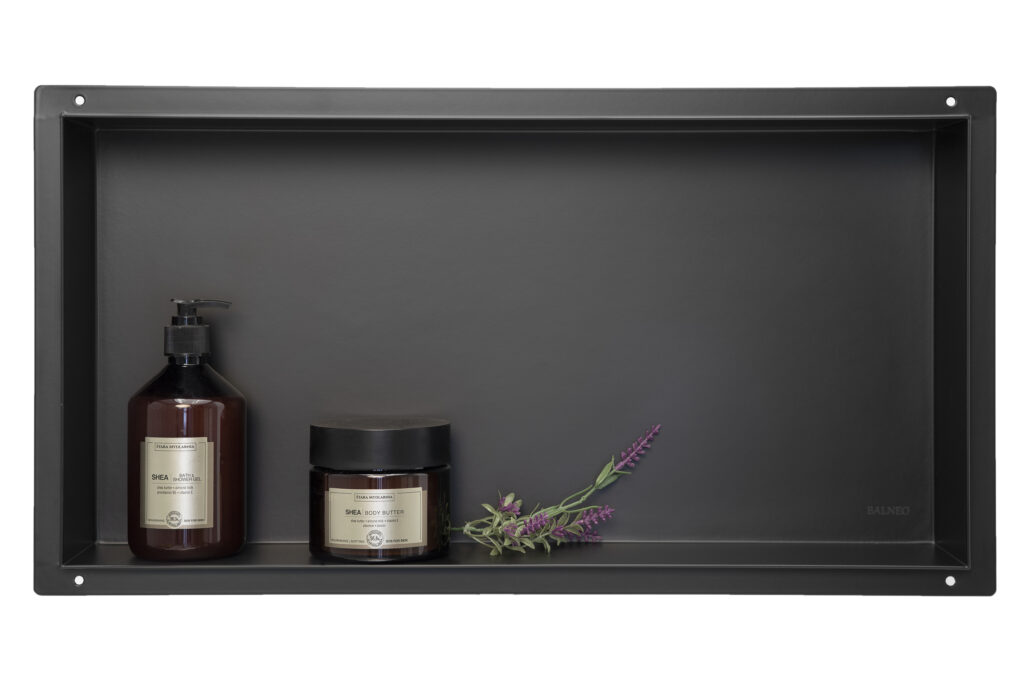 BALNEO WALL-BOX No Rim Black – Półka wnękowa bezramkowa czarna 60x30x7 cm 5903943983728
