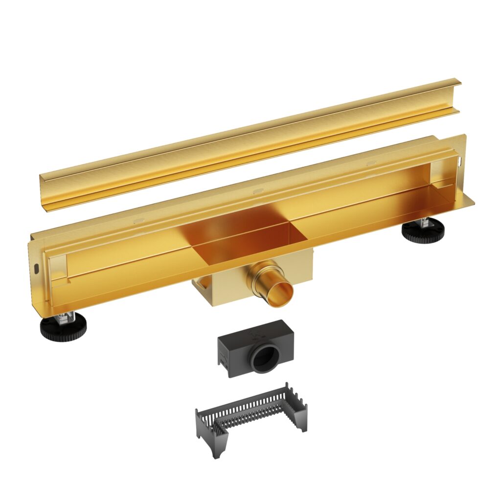BALNEO W-Drain NEXT 2w1 Odpływ liniowy ścienny 90 cm dwustronny złoty