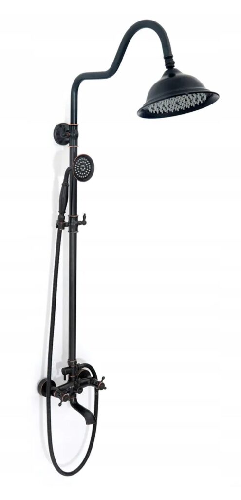 REA ZESTAW NATRYSKOWY RETRO CZARNY PRZECIERANY REA-P2366