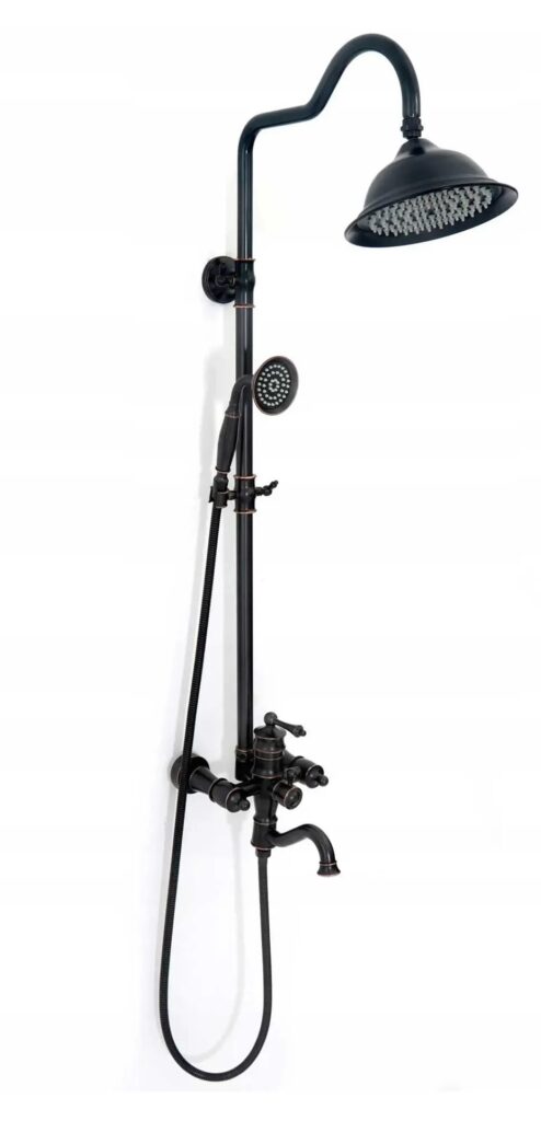 REA ZESTAW NATRYSKOWY VINTAGE CZARNY PRZECIERANY REA-P2367