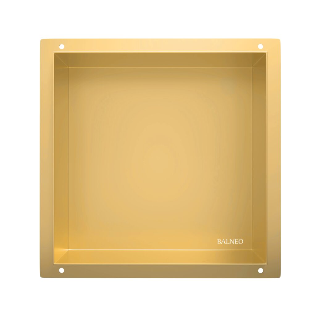 BALNEO WALL-BOX NO RIM – Półka wnękowa bezramkowa GOLD ZŁOTA 30x30x10 cm 5905591098694