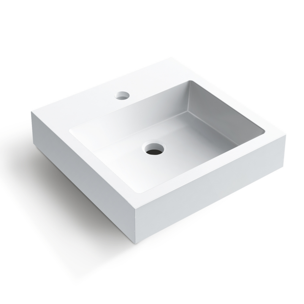 Balneo Umywalka nablatowa VERA 40 x 40 biała z konglomeratu I0101010201-1