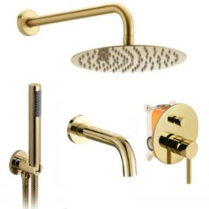 REA ZESTAW NATRYSKOWO-WANNOWY Z WYLEWKĄ LUNGO ZŁOTY REA-P4125