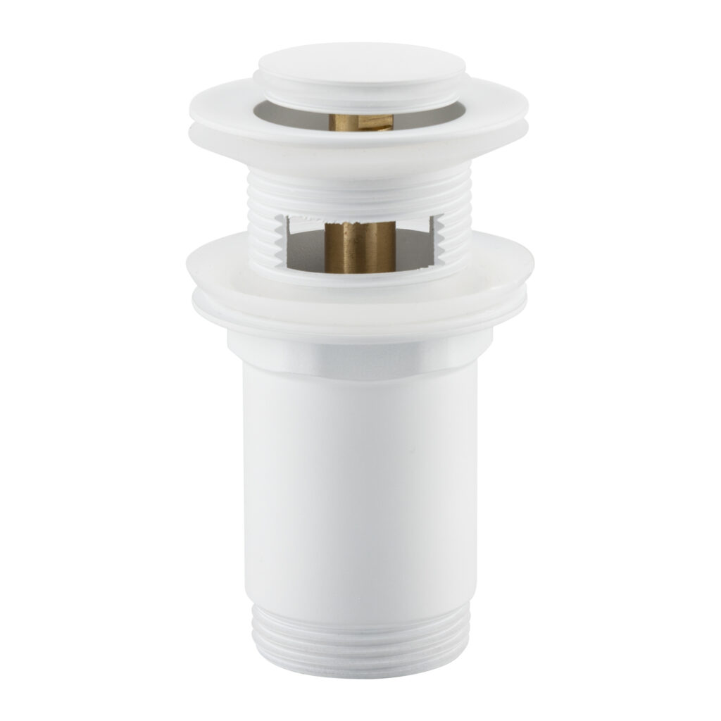 BALNEO Korek umywalkowy mosiężny Klik Klak model E z przelewem Biały E0101050101-4