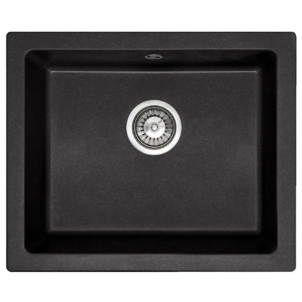 REA ZLEWOZMYWAK GRANITOWY NELS CZARNY METALIK+SYFON ZLE-00109