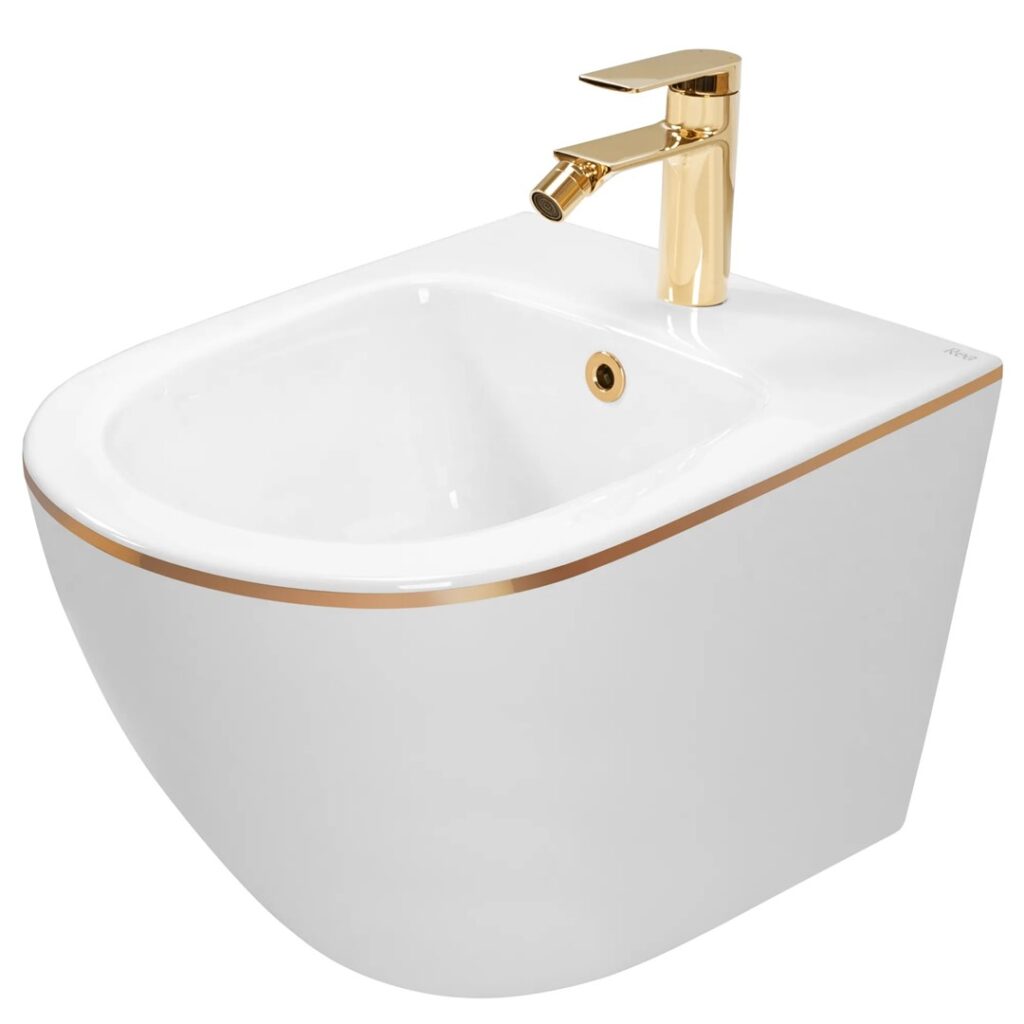 REA BIDET CARLO MINI WHITE GOLD EDGE REA-C6990