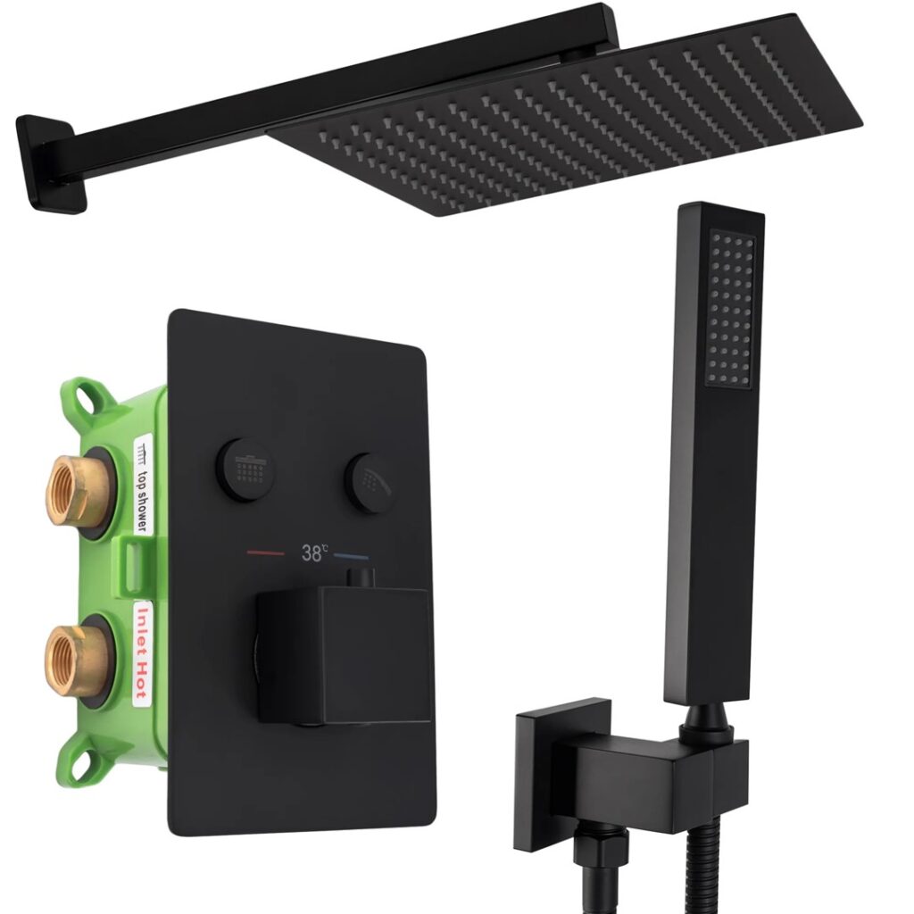 REA ZESTAW NATRYSKOWY FENIX-DAVIS CZARNY TERMOSTAT REA-P6357