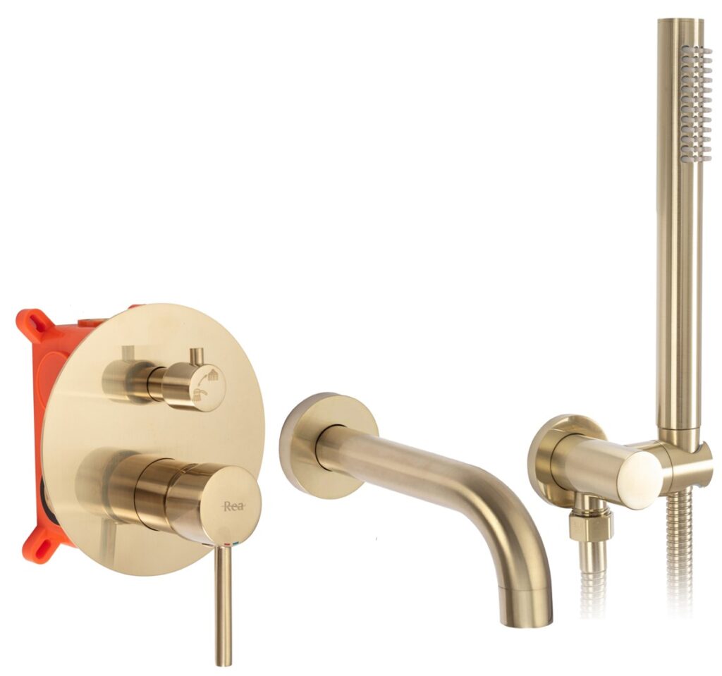 REA BATERIA WANNOWA PODTYNKOW LUNGO ZŁOTY SZCZOT + BOX REA-B7503