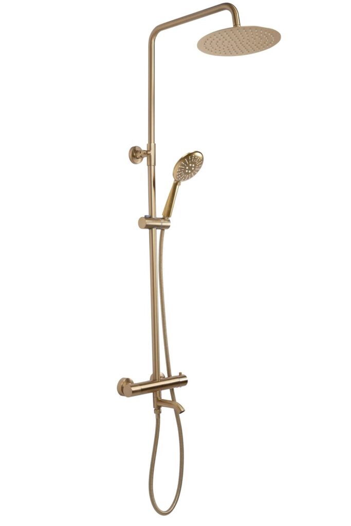 REA ZESTAW NATRYSKOWO-WANNOWY LUNGO ZŁOTY SZCZOTK TERM REA-P6604