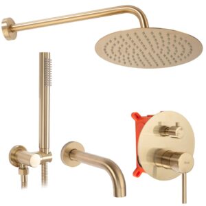 REA ZESTAW NATRYSKOWO-WANNOWY Z WYLEWKĄ LUNGO ZŁOTY SZOTKOWANY  REA-P6609