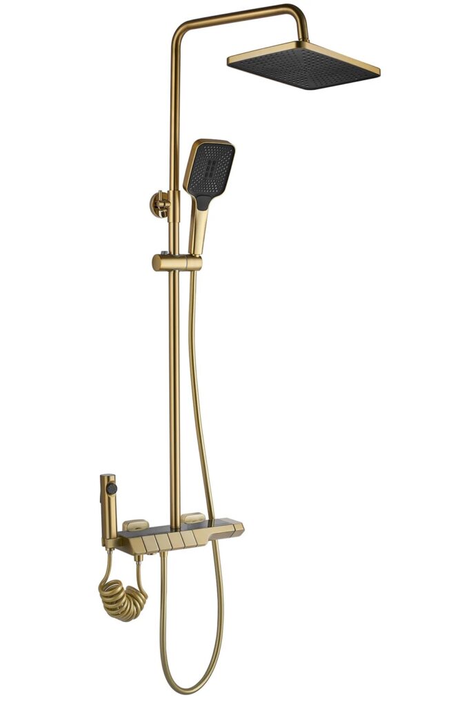 REA ZESTAW NATRYSKOWY ROB ZŁOTY SZCZOTKOWANY TERMOSTAT REA-P6623