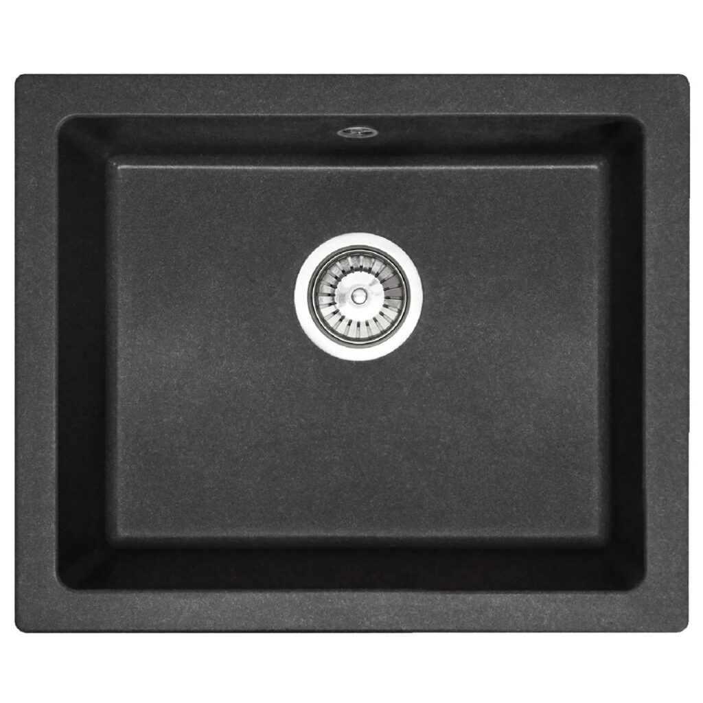 REA ZLEWOZMYWAK GRANITOWY NELS CZARNY NAKR 56X46+SYFON ZLE-00114