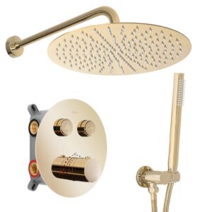 REA ZESTAW NATRYSKOWY PODTYNKOW LUNGO ZŁOTY TERMOSTAT REA-P8550