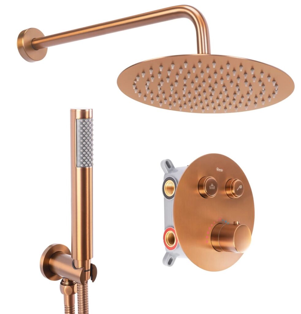 REA ZESTAW NATRYSKOWY PODTYNKOWY LUNGO MIEDŹ SZCZ TERM REA-P8808