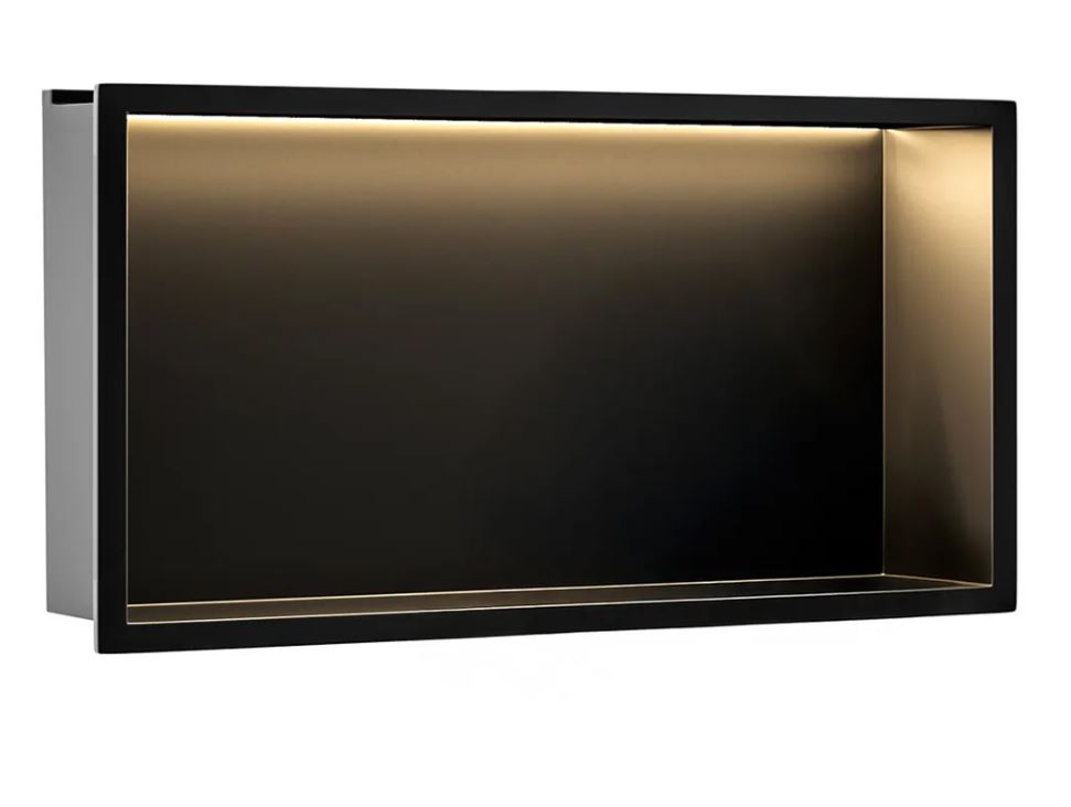 REA PÓŁKA WNĘKOWA łazienkowa LED 60x30x10 cm czarna 5906366018398