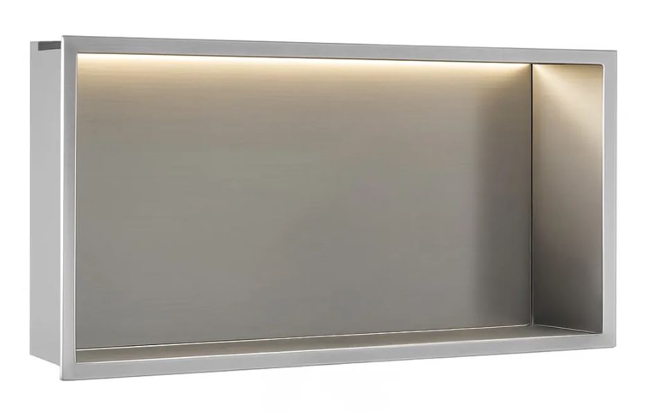 REA PÓŁKA WNĘKOWA łazienkowa LED 60x30x10 cm srebrna 5906366018381