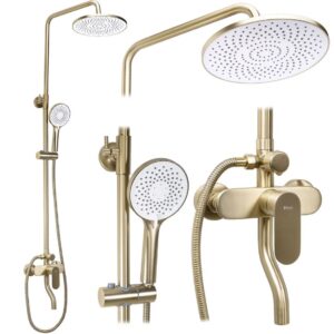 REA ZESTAW NATRYSKOWY DROP ZŁOTY SZCZOTKOWANY REA-P7063