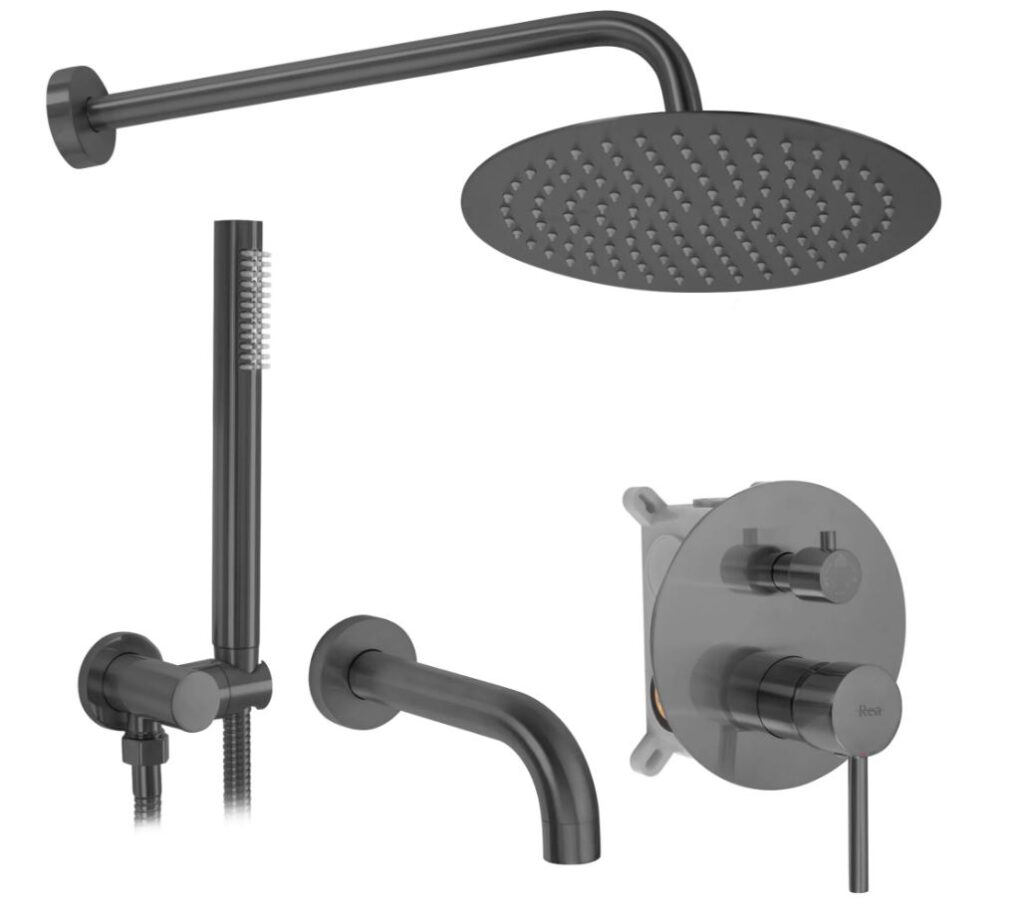 REA ZESTAW NATRYSKOWO-WANNOWY Z WYLEWKĄ LUNGO TYTAN REA-P6380