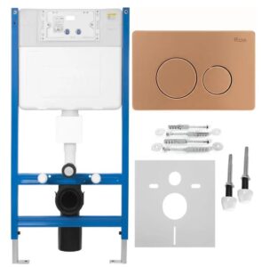 REA STELAŻ PODT WC K011A-Q + PRZYCISK I BRUSH COPPER KPL-E9564