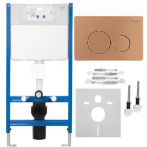 REA STELAŻ PODT WC K011A-Q + PRZYCISK I BRUSH COPPER KPL-E9564