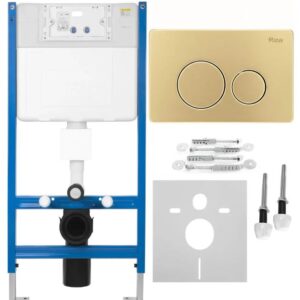 REA STELAŻ PODT WC K011A-Q + PRZYCISK I BRUSH GOLD KPL-E9563