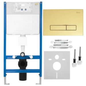 REA STELAŻ PODT WC K011A-Q + PRZYCISK HD GOLD KPL-E9560