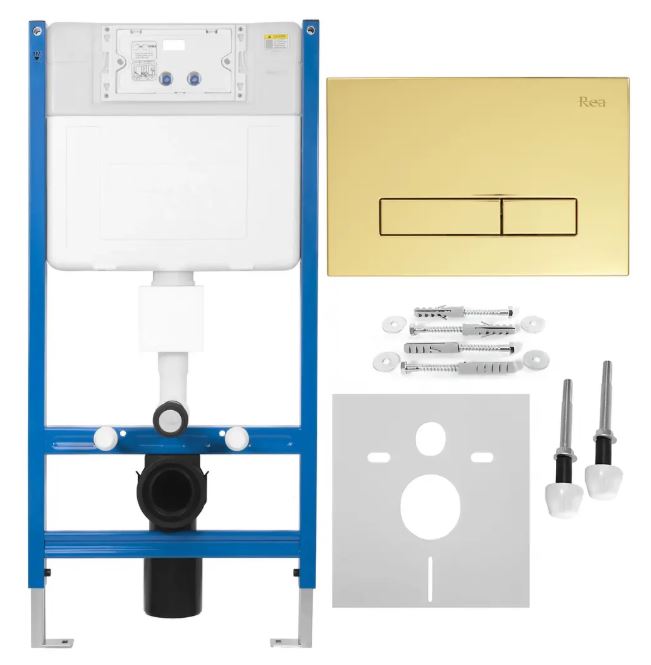 REA STELAŻ PODT WC K011A-Q + PRZYCISK HD GOLD KPL-E9560