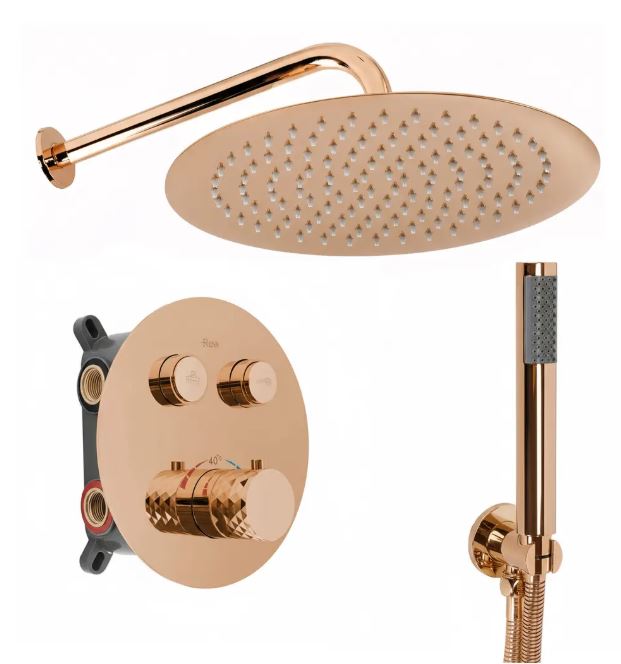 REA ZESTAW NATRYSKOWY PODTY LUNGO DIAMOND MIEDŹ TERMOS REA-P6968