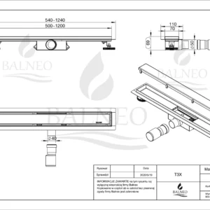 BALNEO Odpływ liniowy Duplex Next Lustrzane złoto 60 cm