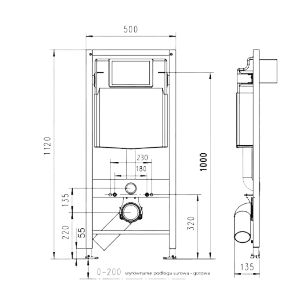 Rysunek techniczny – wymiary montażowe