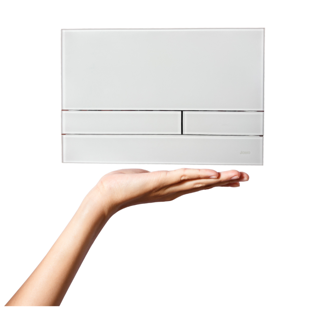 JOMO/WERIT PRZYCISK SPŁUKUJĄCY DO WC EXCLUSIVE 2.1 do SLK/TGA, szkło białe matowe/biały, 2-ilościowy JOM/102-000000216