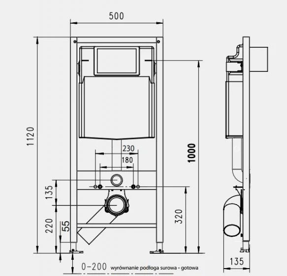 Rysunek techniczny – wymiary montażowe