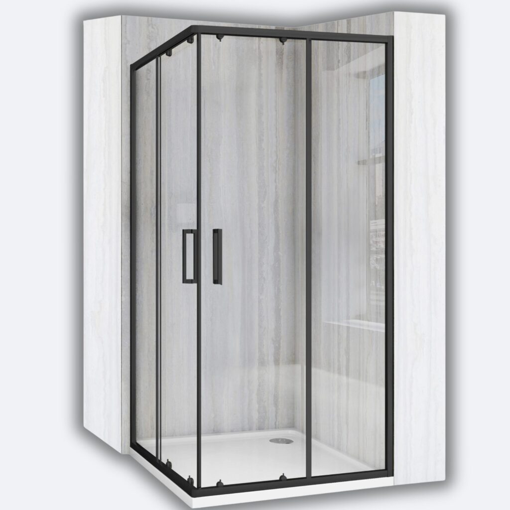 Rea Kabina prysznicowa 90×90 czarna City drzwi przesuwne szkło hartowane narożna 190 cm REA-K6446