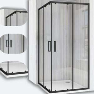 Rea Kabina prysznicowa 90×90 czarna City drzwi przesuwne szkło hartowane narożna 190 cm REA-K6446