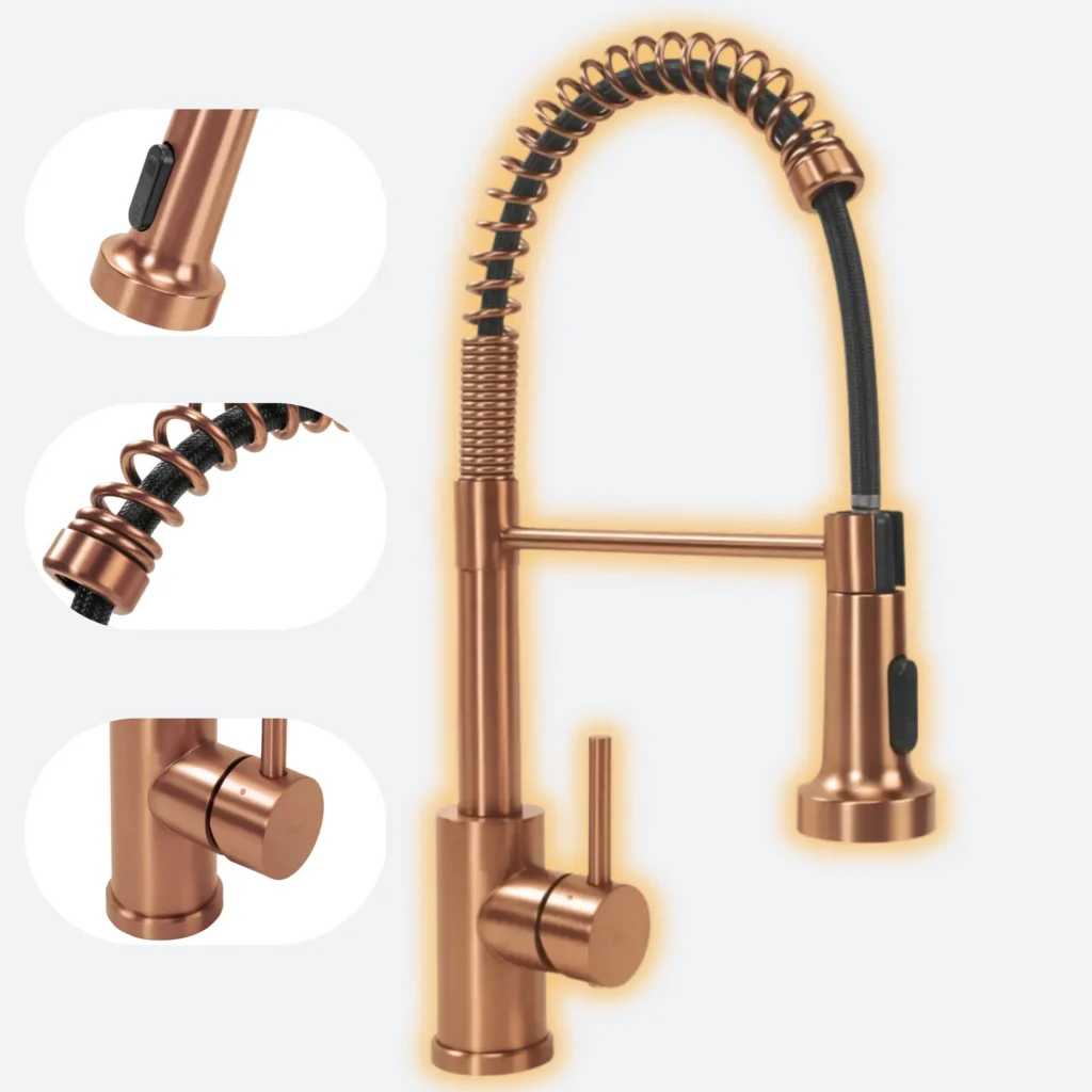 REA Bateria kuchenna Rea Colin miedź szczotkowana wysoka obrotowa nowoczesna REA-B5459