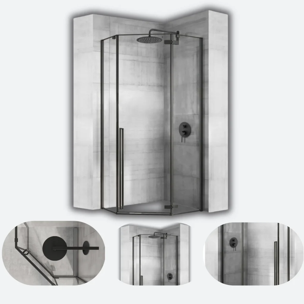 REA KABINA DIAMOND BLACK 90X90 REA-K5622