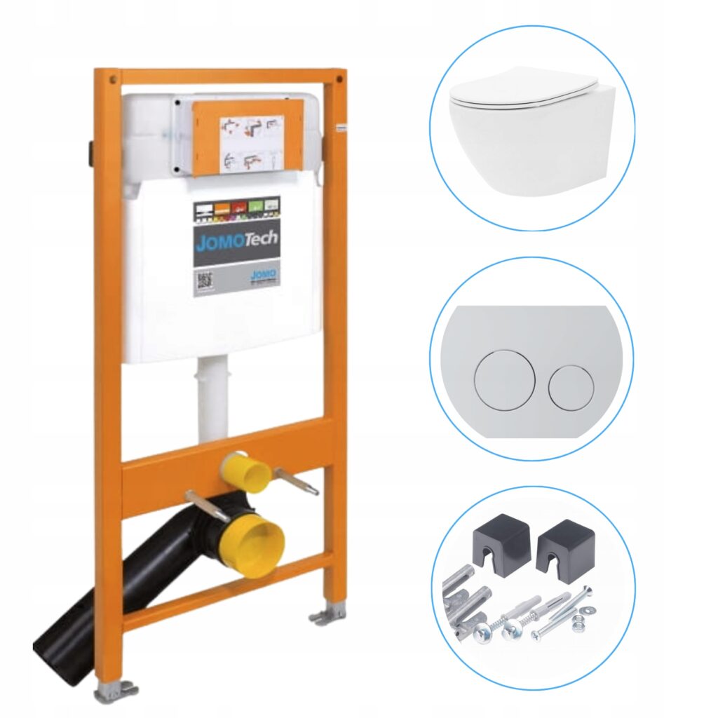 Zestaw WC: JOMO/WERIT STELAŻ PODTYNKOWY JOMO-Tech 1120+REA Miska CARLO MINI Rimless Flat+JOMO/WERIT Przycisk SWITCH biały
