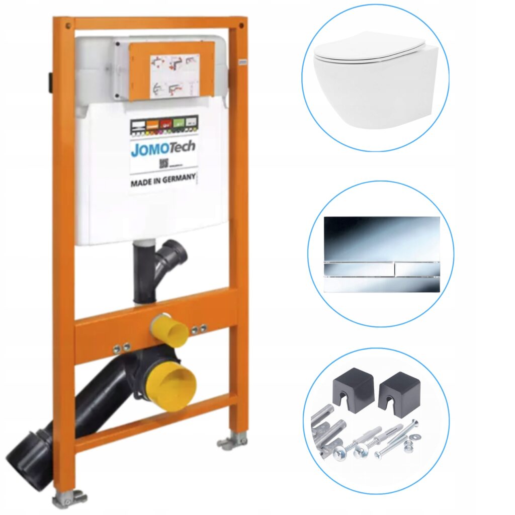 Zestaw WC: JOMO/WERIT STELAŻ PODTYNKOWY+REA MISA WC CARLO MINI Rimless Flat+JOMO/WERIT PRZYCISK SPŁUKUJĄCY