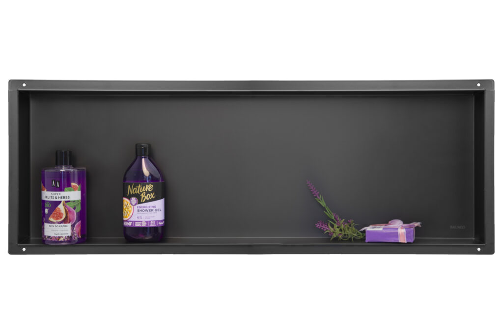 BALNEO WALL-BOX No Rim Black – Półka wnękowa bezramkowa czarna 90x30x10 cm 5903943983759