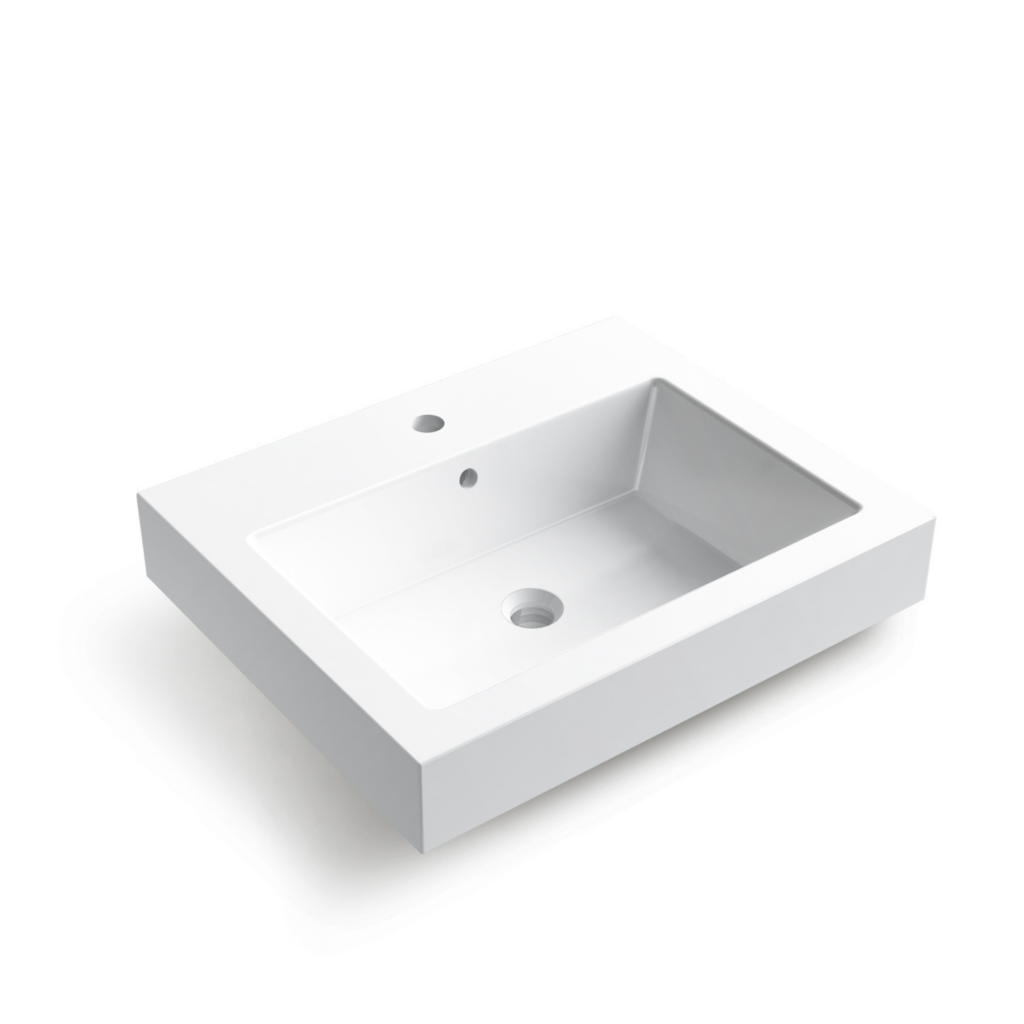 Balneo Umywalka nablatowa ROXY 60 x 50 biała z konglomeratu I0101010102-1