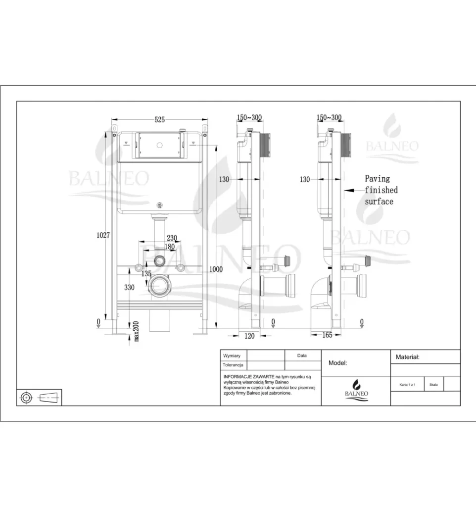 Balneo stelaż wc fix-frame podtynkowy st F0101010101-1 52,5 x 102,7 cm
