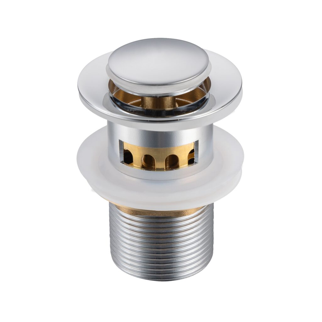 BALNEO Korek umywalkowy mosiężny Klik Klak G z koszyczkiem i przelewem Chrom E0101010101-7