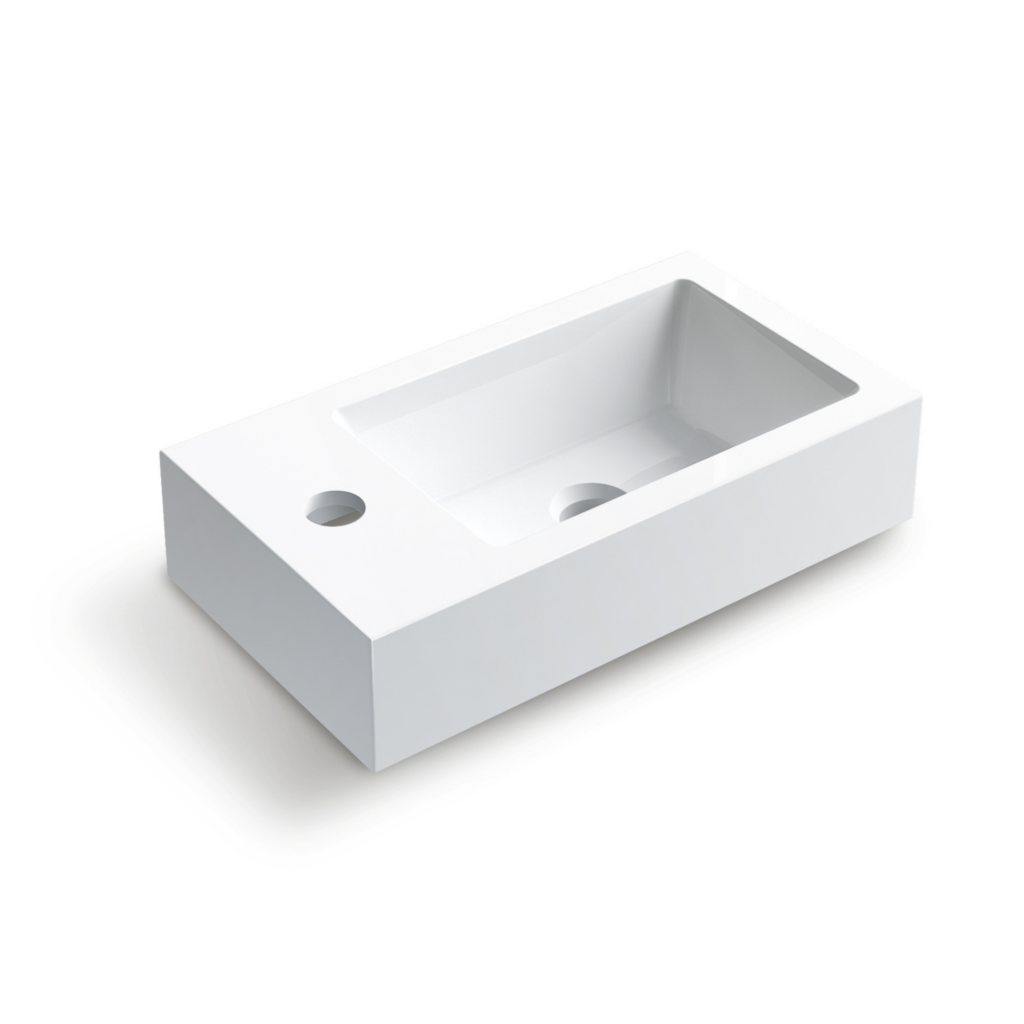 Balneo Umywalka nablatowa VEGA 40 x 22 biała z konglomeratu I0101010202-1