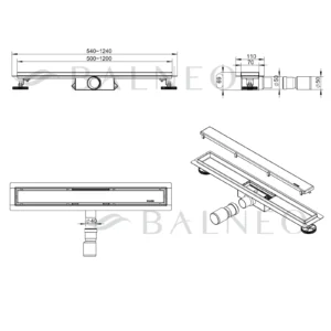 BALNEO Odpływ liniowy Duplex Next dwustronny Gun Metal 80 cm