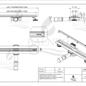 BALNEO Odpływ liniowy ProLine Inox Chrom 90 cm