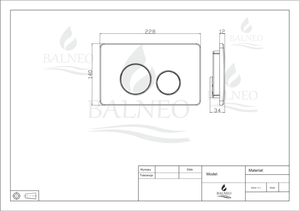 BALNEO Przycisk spłukujący WC satynowy OXO stal nierdzewna do stelaża F0303050203-1