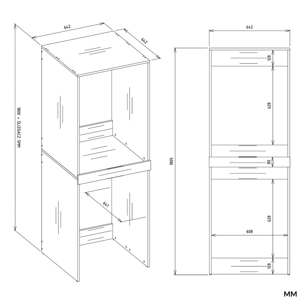 Szafka Łazienkowa na Pralkę i Suszarkę POLA TWIN Regał Słupek DĄB ARTISAN