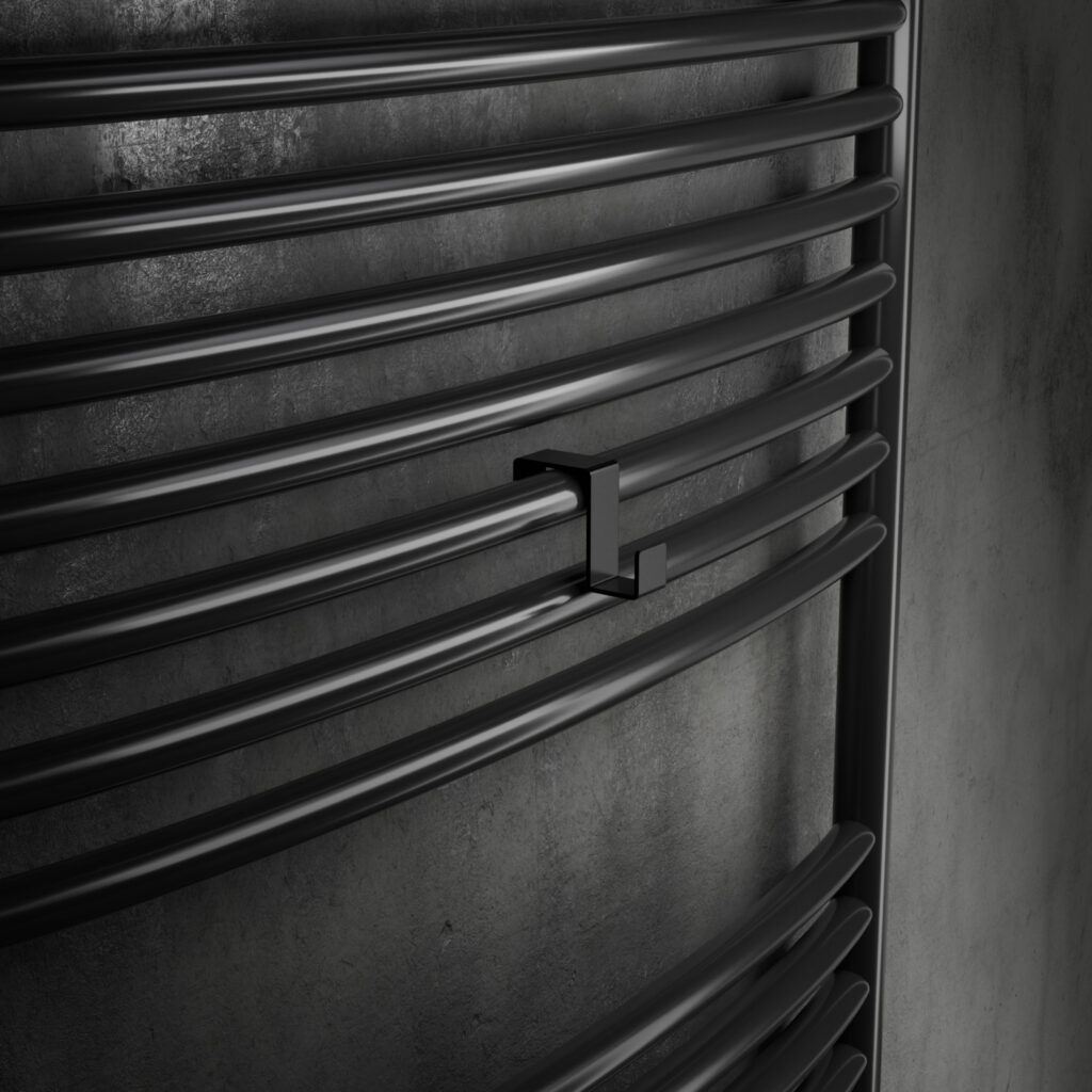 Metaliczny Pluton MOKO haczyk łazienkowy na ręczniki na kaloryfer pojedynczy czarny 5903314360042